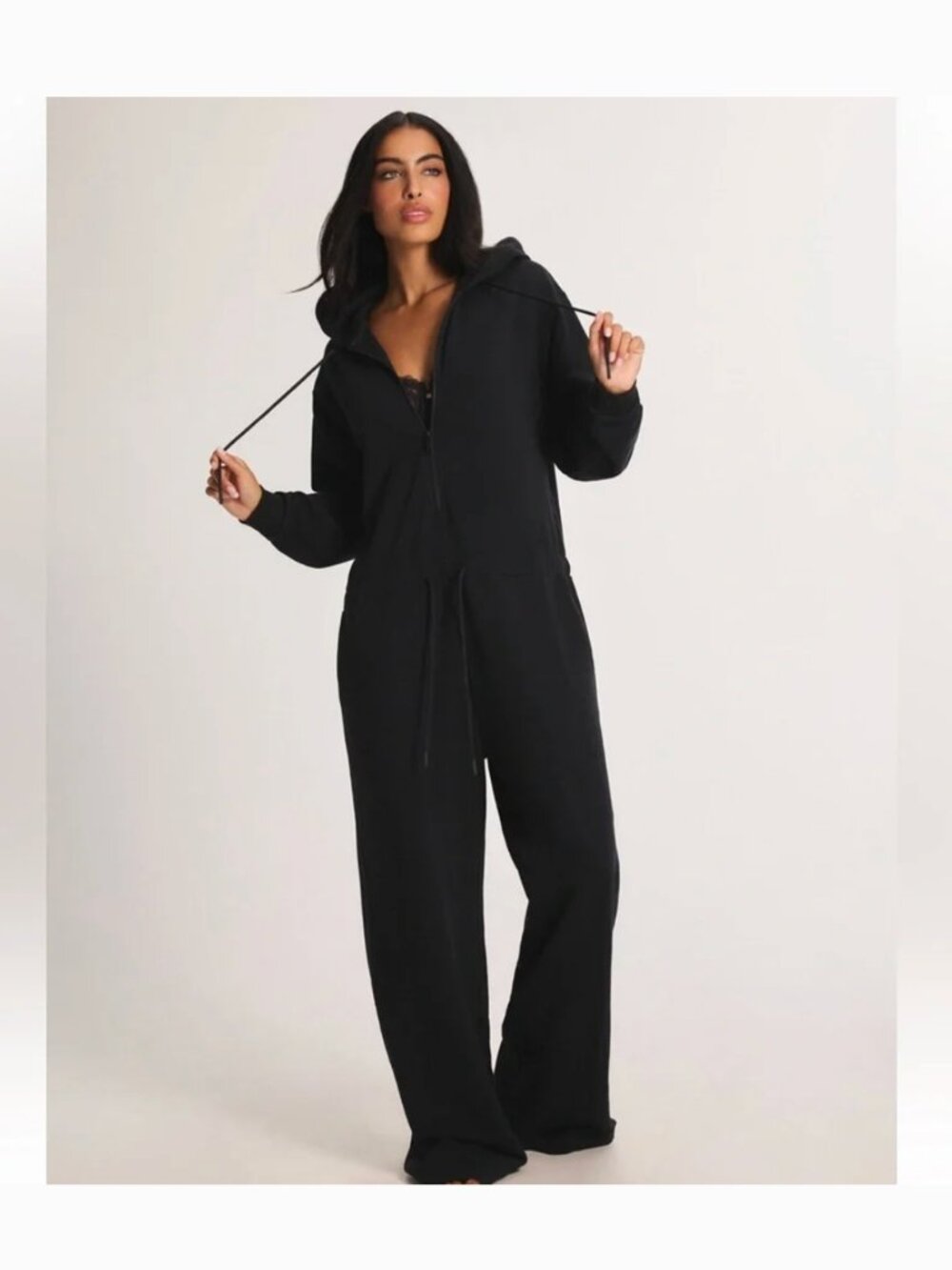 Savage X Fenty Black Caviar Forever Savage Wide Leg Onesie Size M